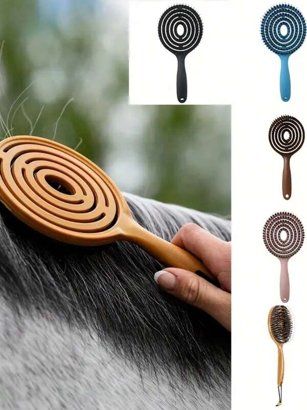 Horsehair Fluffy Comb, Used For Horse Care, Horse Massage Comb, Horse Styling Hair Care Tool, Essential For Horse Mane And Tail Styling, Suitable For Stables And Pastures, Suitable For Horses, Cattle, Donkeys And Other Large Livestock