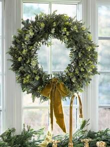 1/2pcs Artificial Cedar Eucalyptus Wreath, Artificial Eucalyptus Leaf Pine Branch Grass Wreath, Artificial Pine Branch Christmas Hanging Wreath, PE Material, Wholesale, Artificial Plants, Artificial Flowers, Outdoor Party Activities, Festival, Birthday, Wedding Party Decorations, Christmas, , Thanksgiving Decorations, Home Entrance, Restaurant, Living Room, Bedroom, Garden Decorations, Home Decorations Christmas Decorations Room Decor