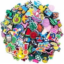 Random 10/18/25/30pcs Summer Beach Hawaiian Series DIY Shoe Charms, Suitable For Shoes, Keychains, Sandals, Beach Bags, Etc., PVC Material, Applicable To Clogs And Other Shoe Styles, High-Quality Popular Decorative Accessories, Perfect Gift For Christmas, Birthday, Party - Multicolor - View 10