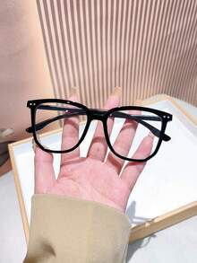 1pc Women's Oversized Plain Glasses, Fake Glasses, Clear Glasses, Phone Accessories, PC Material Lightweight & Comfortable, Y2K Style, Back To School Season, Suitable For Daily Casual Wear, Office Commute, Phone, Computer, Gaming