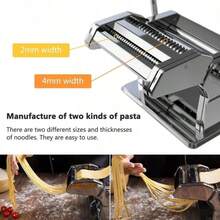 Pasta Maker Machine, Homemade Stainless Steel Manual Roller Pasta Maker With Adjustable Thickness Settings - 預設 - 查看 4
