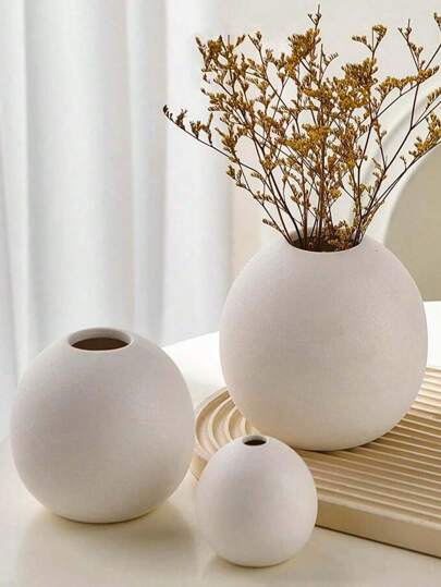 1 pieza Jarrón de resina decoración del hogar moderna, jarrón bohemio blanco jarrón redondo minimalista jarrón decorativo para centro de mesa boda comedor sala de estar oficina entrada mesa de café decoración de habitación jarrón de flores jarrón de vidrio