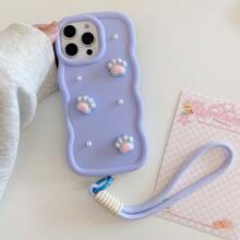 (With Lanyard) Cute DIY Faux Pearl Phone Case + Macaron Phone Case + Wrist Strap, Compatible With IPhone 17 Pro Max/16 Pro Max/15 Pro Max/14 Pro Max/13 Pro Max/12 Pro Max/11 Pro Max/XS Max/7/8 Plus, Honor, Waterproof Shockproof Anti-Fall Scratch Resistant - Dusty Purple - View 3