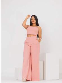Simple Casual Elegant Pocket Set Women's Birthday Party Spring Set - Rosa - View 3