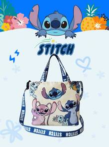 Disney 1个官方授权的米奇/史迪奇图案时尚手提包,休闲多功能单肩包,配有可调节肩带,适合女性/女孩/青少年/学生日常使用、外出、购物、返校等场合。 - 彩色 - 查看 2