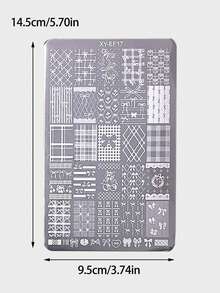 1片美甲印花板，新款INS风限量版，可爱动物、蝴蝶结、爱心、蕾丝、花卉图案美甲印花模板，美甲印花板，美甲印花凝胶指甲油板，法式风格，多功能，清新设计，经典中式印花板，美甲装饰配件，DIY美甲，适用于书籍、文具、桌面、平板电脑、玻璃装饰、日记本，是送给家人和朋友的绝佳礼物，配有透明硅胶印章。