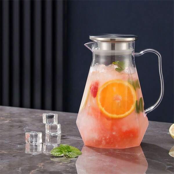 1pc Cool Water Jug For Home Restaurant Bar Diamond Full Handle Cold Water Jug Plastic PC Acrylic High Temperature Resistant Fruit Juice Zap, Drinking Utensils