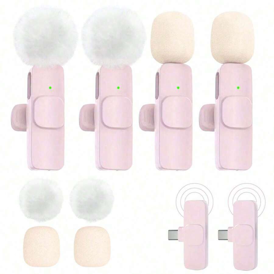 Wireless Lavalier Lapel Microphone Compatible With Iphone TypeC Android Camera Plug-Play Professional Noise Reduction Recording Clip Mic For Creator Interview