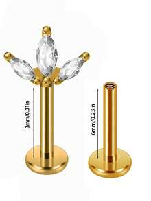 1 件不锈钢榄尖形花朵垂直柱耳轮穿孔皇冠/蝴蝶耳环耳钉身体穿孔首饰 - 如圖 - 查看 13