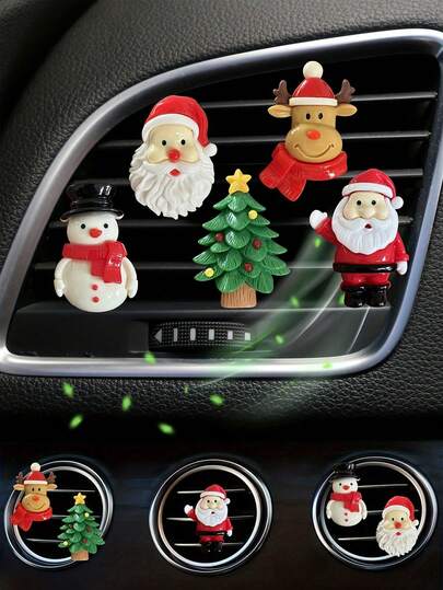 Nuevo clip para rejilla de ventilación del coche con tema navideño de Papá Noel, decoración del aire acondicionado del coche - Para decoración del interior del vehículo en vacaciones