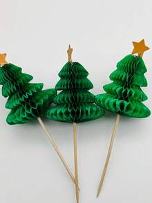 5/10/20/50 件圣诞树形竹棒、蛋糕水果棒、圣诞蜂巢鸡尾酒装饰、派对装饰、派对用品、节日装饰、节日用品、餐桌装饰 - 彩色 - 查看 3