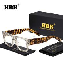 HBK Große Rahmen Klarglas Brille mit TR90 Rahmen, Metallkern Bügel, coole lässige Brille als Foto-Accessoire & Festival Geschenk