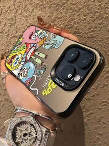 SpongeBob SquarePants 1个卡通可爱螃蟹图案手机壳 - 蟹老板、海绵宝宝、海星、章鱼哥图案，防震保护壳，兼容 16/15/14/13/12/11 Pro Max及其他型号 - 彩色 - 查看 3