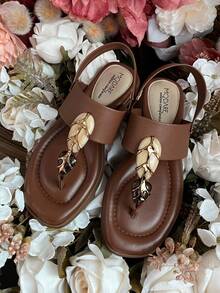 Modare Official Comfort Metal Stone Sandal Women's Flat Sandal - Đá nâu kim loại - Xem 5