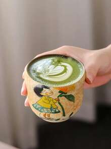 1 件 270ml/9.5oz 陶瓷握咖啡杯，可爱卡通设计高品质礼品杯，家用抹茶茶杯，办公室女士使用，适合朋友和情侣生日礼物 - 彩色 - 查看 4