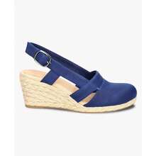 Womens Wedge Espadrille Sandals Platform Slingback Closed Toe Shoes - Màu xanh hải quân - Xem 1