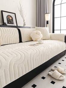 1 pieza Funda de cojín de sofá de peluche, funda de sofá de felpa suave lavable, adecuada para sofá en forma de L, banco y silla, funda de sofá antideslizante, protege las esquinas del sofá, adecuada para muebles de sala de estar, estilo moderno, lavable a máquina