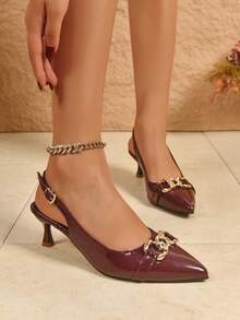 Women's Fashion High Heel Shoes, Burgundy High Heel Sandals, Suitable For Wedding, Party, Holiday, Festival, Women Shoes