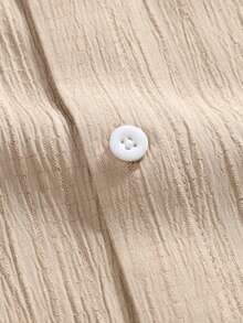 Conjunto informal de dos piezas para hombre (camisa de manga corta lisa + pantalón corto con cordón) - Caqui - Ver 6