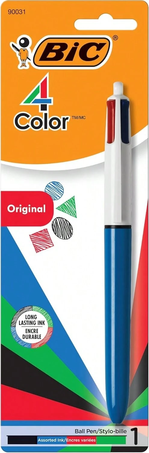 BIC 4-Color 3+1  Ballpoint Pen With Red, Blue,  Ink And 0.7 Mm Mechanical Pencil, 1-Count In Assorted Ink - có thể thu vào - Xem 1