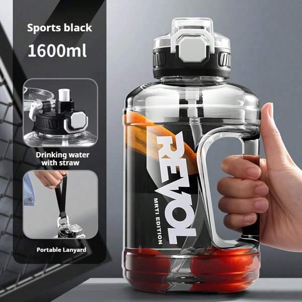 1600ml Sports Water Bottle With Straw And Handle Is An Ideal Choice For Gym, Fitness, Outdoor Travel, Camping Water Bottle,Large Capacity Sports Water Bottle With Measurement Marks And Straw, Spacious Space, Innovative Design, Leak-Proof, With Portable Strap, Durable, Suitable For Outdoor Use, Perfect For Adult Travel And Fitness Exercise, Heat And Cold Resistant.