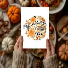 1 Stück Aquarell Kürbis Grußkarten mit Umschlägen, Herbst Kartenset, Herbst Schreibwaren für Frauen, Blanko Herbst Karten. Süßes oder Saures