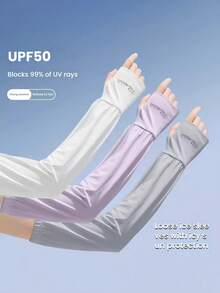 1Pair Women's Sun Protection UV Blocking Arm Sleeves, UV Protection Cooling Arm Sleeves,Lightweight Breathable Elastic Sunscreen Sleeves,Women Men Summer Outdoor Sunblock Arm Cover With Thumb Hole Sun Sleeves For Outdoor Sports, Travel, Driving,Back To School - View 2
