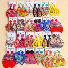 10 đôi/gói Hoa tai đinh gỗ phong cách Bohemian cho nữ, thiết kế rỗng hình học nhiều màu sắc, họa tiết ngẫu nhiên thích hợp đeo hàng ngày, tiệc tùng, tụ tập - 10 đôi bông tai gỗ - Xem 9