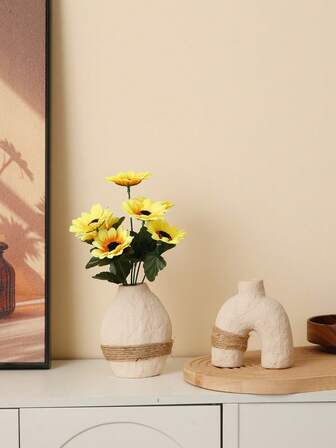 北欧家居装饰陶瓷不对称花瓶，客厅桌面花瓶，创意无釉扎花瓶，小花瓶，餐桌装饰花瓶