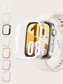 1pc Plain Color Women Fashionable Single Row Rhinestones & Electric-Plating PC Smart Watch Protective Case Compatible With Huawei Watch Fit 4 - Watch Fit 4 - View 11