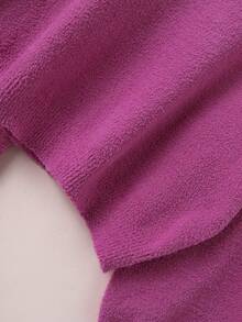 Set de 2 piezas de suéter y pantalón de punto de unicolor, casual para otoño/invierno