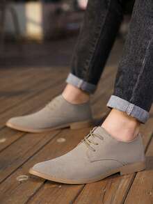 Zapatos casuales para hombres, botas de punta afilada, estilo británico, de cuero ante, Oxford, versátiles para vestir, zapatos de boda