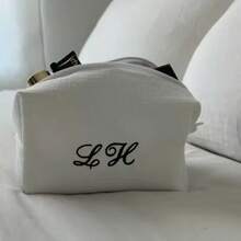 1pc Personalized Embroidered Waffle Jewelry Storage Pouch, Travel Cosmetic Toiletry Bag, Customized Embroidered Makeup Organizer Pouch, Monogram Waffle Makeup Bag - Graduation Gift - Bridesmaid Gift, Classic Makeup Bag Ideal For Dorm Life, Customized Embroidered Mesh Makeup Pouch/Toiletry Organizer, Essential Travel Accessory