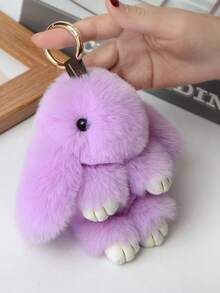 可爱兔子钥匙扣，柔软毛绒材质，白色、粉色、黑色和红色兔子，小巧精致，非常适合装饰背包、手提包和钥匙，生日礼物、节日礼物、毛绒玩具 - 彩色 - 查看 17