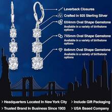 Gem Stone King 3-Stone Leverback Drop Dangle Earrings Women |   925 Sterling Silver |   Gemstone Birthstone |   Oval 8X6MM 7X5MM And 6X4MM |   Fine Jewelry Gifts Her Mom Women Wife - 白色托帕石,十一月 - 查看 2