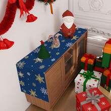 1/25 pièces Chemin de table en lin avec motif de flocons de neige sur fond bleu, convient pour les fêtes, les dîners d'anniversaire, la décoration de la cuisine et de la salle à manger, les meubles et la décoration textile de la maison. C'est un article de décoration polyvalent convenant à toutes les saisons, parfait pour les décorations de fête et de vacances, et également un excellent cadeau pour les parents et les amis.