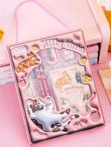 1 Cartoon Schreibwaren-Set inklusive Bleistift, Radiergummi und Lineal als Lerngeschenk für Kinder, Jungen und Mädchen, Abschlussgeschenke, Schüler, Zeichnen, Stifte, Schreibwaren, Jungen, Mädchen, Schule, Schreibutensilien, Rückkehr zur Schule, Weihnachtsgeschenke für Kinder