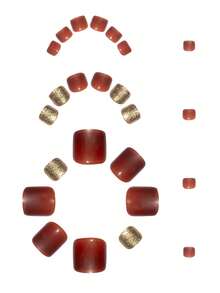 24 件短方形脚趾甲贴纸，米色闪光与纯米色指甲贴混合，包括 1 件指甲抛光膏和 1 件果冻凝胶按压指甲美甲用品