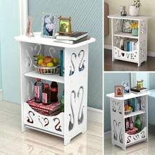 Mesa auxiliar multifuncional con estantes, ideal para sala o recámara, mueble compacto de almacenamiento, diseño moderno y elegante, fácil armado, organización eficiente para libros, accesorios y decoración. - Blanco - Ver 2