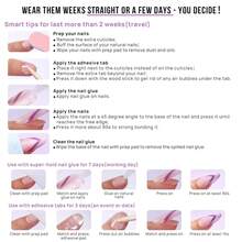 24Pcs Chic Cat-Eye Press-On Nails – Minimalist Luxury Reusable False Nail Tips, Easy-Apply Removable Gel Stick-On Manicure For Instant Bright Elegant Look - Màu Hồng baby - Xem 5