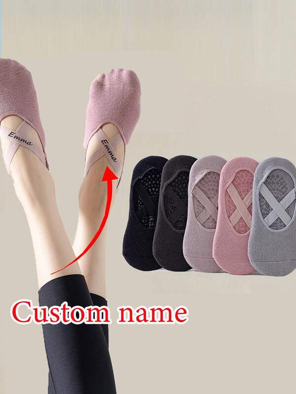 Personalisierte Yoga-Socken für Damen, Silikon Anti-Rutsch Tanz-Sport-Socken, Damen Yoga-Socken mit Gummigriff ohne Rutschgefahr, Damen Yoga-Socken - Silikon Anti-Rutsch, weich, bequem für Fitness, Pilates, Tanzen, Indoorsport