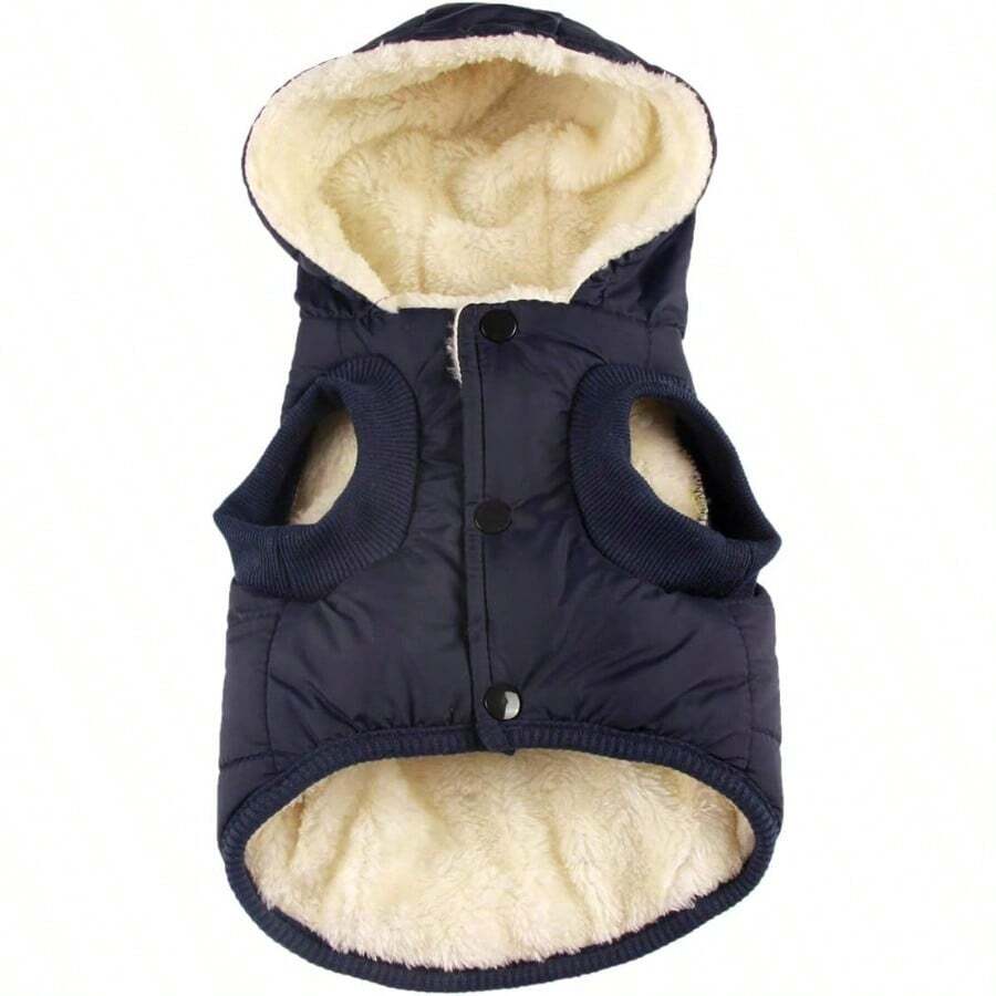 Fleece Lining Extra Warm Dog Hoodie In Winter For Medium Dogs Jacket Pet Coats With Hooded - Blue - View 1