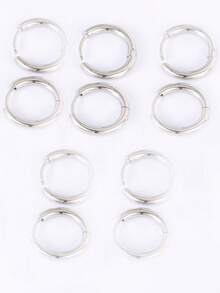 10 件不锈钢耳圈耳环女士耳环男士朋克嘻哈礼物时尚珠宝穿孔配饰 - 圓圈耳環 - 查看 4