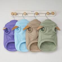 25pcs Korean Style Pet Sweaters, Dog Clothes, Animal Vest, Thermal Lined Knitwear, Cat Apparel, Dog Outfits, Cartoon Animal Casual Wear, Plush Pet Clothes, New Autumn/Winter Collection, Cartoon Embroidered Leg Wear, Casual Wear, Leash Buckle Fleece Jacket, New Autumn/Winter, Cat Autumn Clothes - Khaki - View 5