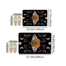 1Pc Butterfly And Moon Print Pattern Mysterious Black Doormat, Plants Pattern Rectangle Quick-Drying Absorbent Polyester Carpet, Suitable For Indoor Outdoor Floor Home Bedroom Bathroom Kitchen And Dining Room Decoration, For Birthday Party Gifts Festival Holiday Courtyard Decor