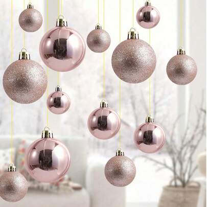 42件套香槟色圣诞球装饰套装，3/4/5厘米圣诞装饰球，圣诞树挂饰，闪亮圣诞饰品，适用于圣诞树装饰，防碎圣诞挂球，适用于圣诞派对、家居装饰、房间装饰、圣诞节、节日婚礼、圣诞树装饰、圣诞装饰、DIY圣诞饰品