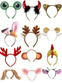 1pc Halloween Devil Horns, Christmas Holiday Performance Cosplay Cartoon Animal Headband Plush Headpiece, Rabbit, Cat, Cow, Tiger, Sheep, Rabbit Ears, Hairband For Women, Autumn Outfits, Hair Hoop