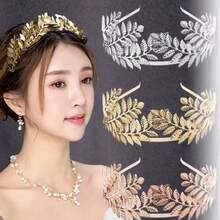 1 件新娘叶头带，金叶新娘发饰皇冠头饰适合婚礼派对 - 金色 - 查看 2
