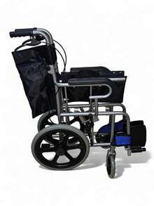 SILLA DE RUEDAS DE TRASLADO PLEGABLE CON RUEDAS DELANTERAS 360 CON FRENO DOBLE - azul real - Ver 9