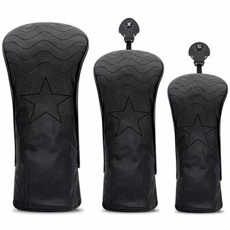 Classic Black Star Design Wooden Putter Head Cover - Premium Durable Golf Accessory | Ideal For Young Golf Enthusiasts & Classic Style Seekers